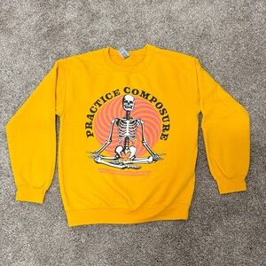 Wicked Clothes PMA meditating skeleton small pullover sweatshirt